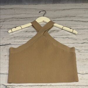 Forever 21 Tan Ribbed Crop Tank Top